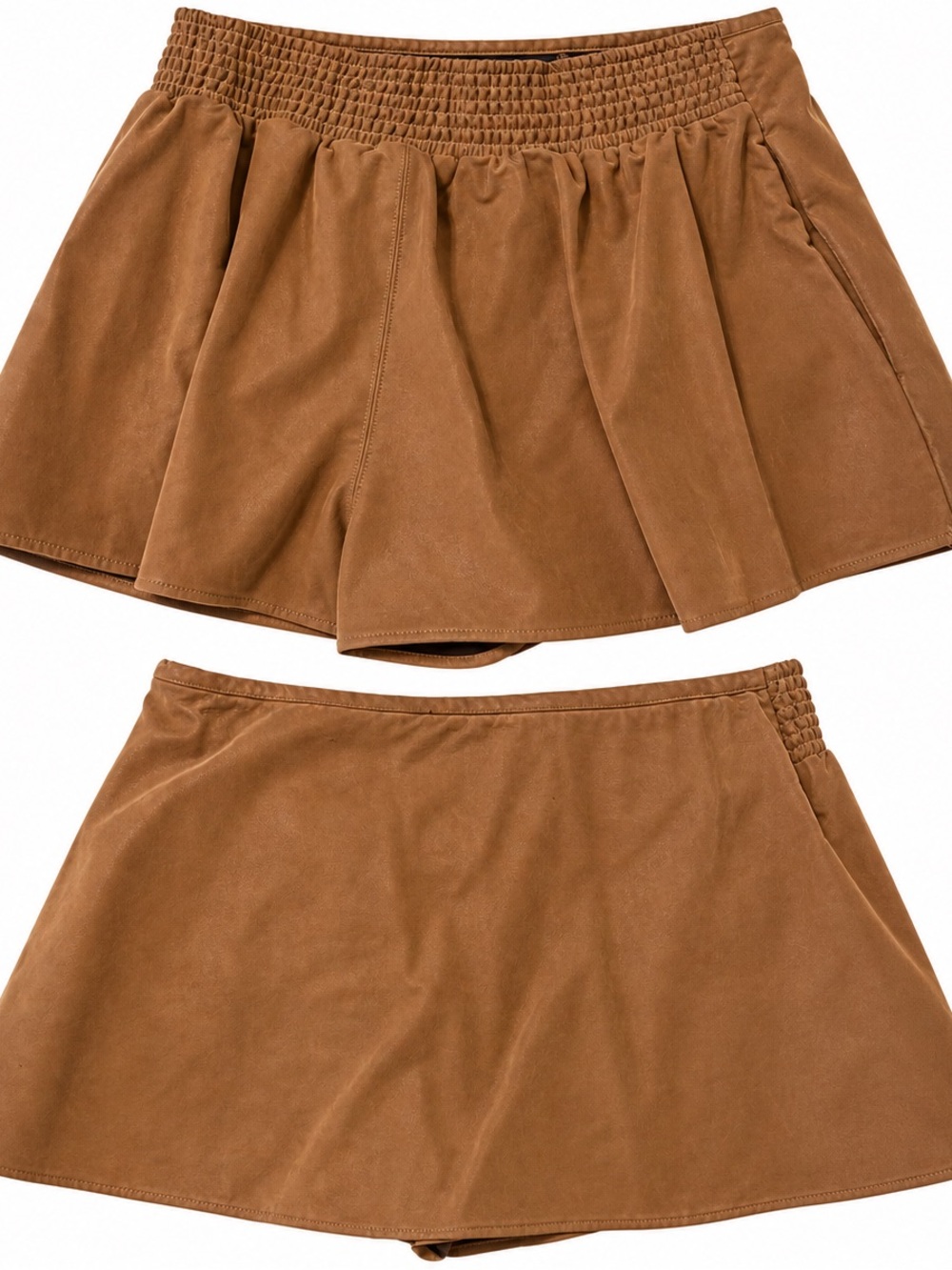 Free People Tan Suede-Look Mini Skort